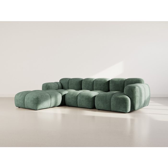 Grace - canapé modulable dangle réversible 4 places en velours texturé - Vert