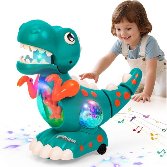 Jouet Bebe 1 an Jouet Dinosaure Rampant Bébé avec Musique et Lumière Jouets Musicaux Sensoriel Bébé Cadeau Enfant 1 an Garcon Fille