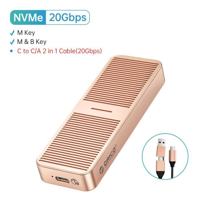NvMe-20Gbps-Gold - boîtier M.2 NVME SSD 20Gbps avec gilet de  refroidissement intégré, boîtier en aluminium de