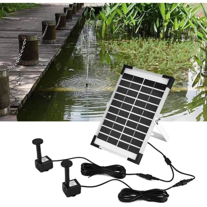 Pompe à Eau Solaire 6W, Débit 240 L/h – Panneau Solaire + Pompe Submersible Avec Tuyau 2 M – Pour Aquarium, Fontaine, étang