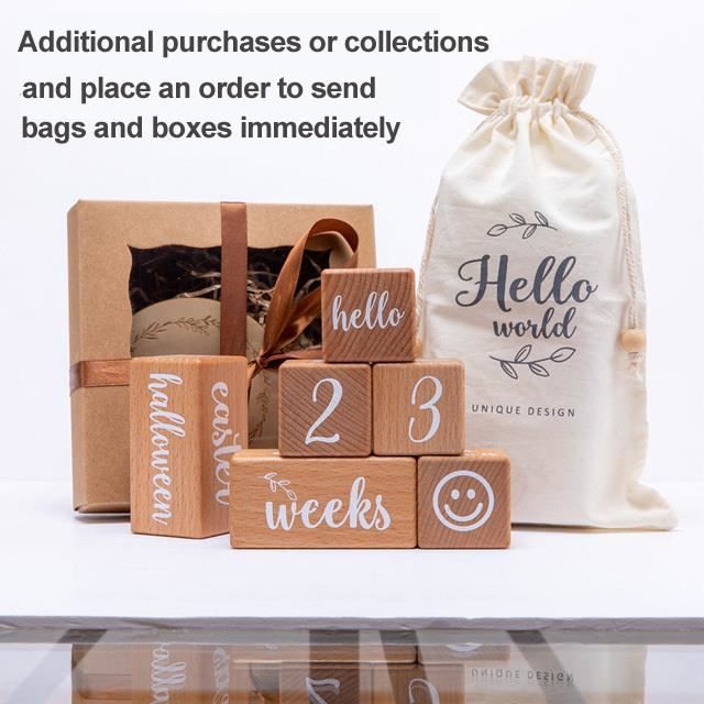 Plaques En Bois 'Hello World' Pour Fête De Bébé - 2 Pièces (14.8cm Et 9.8cm) - À Personnaliser Avec Le Nom Et La Date