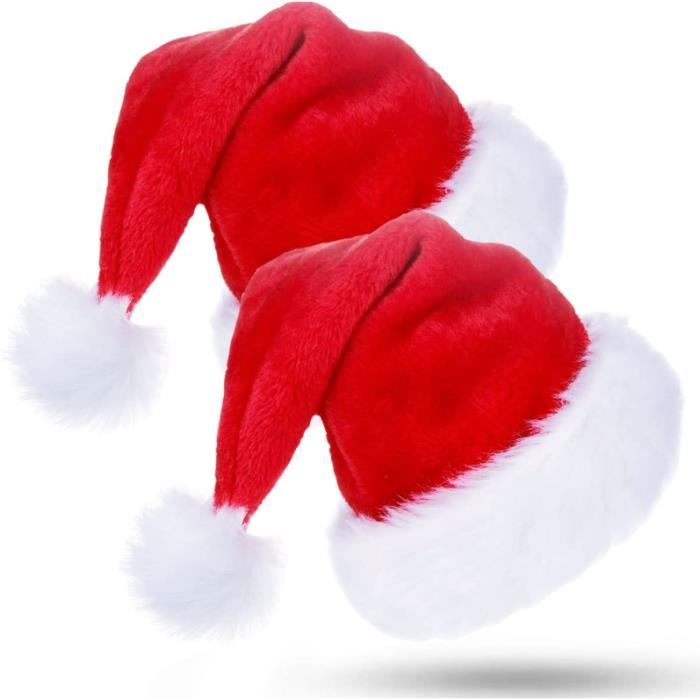 Bonnet Père Noël Rouge En Peluche YAAVAAW - Pour Enfants Et Adultes - Cadeau Noël Unisexe - Ambiance Fête