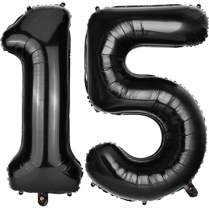 Ballon Anniversaire 20 Ans Noir, 100 CM Ballon Chiffre Numéro 20 Noir
