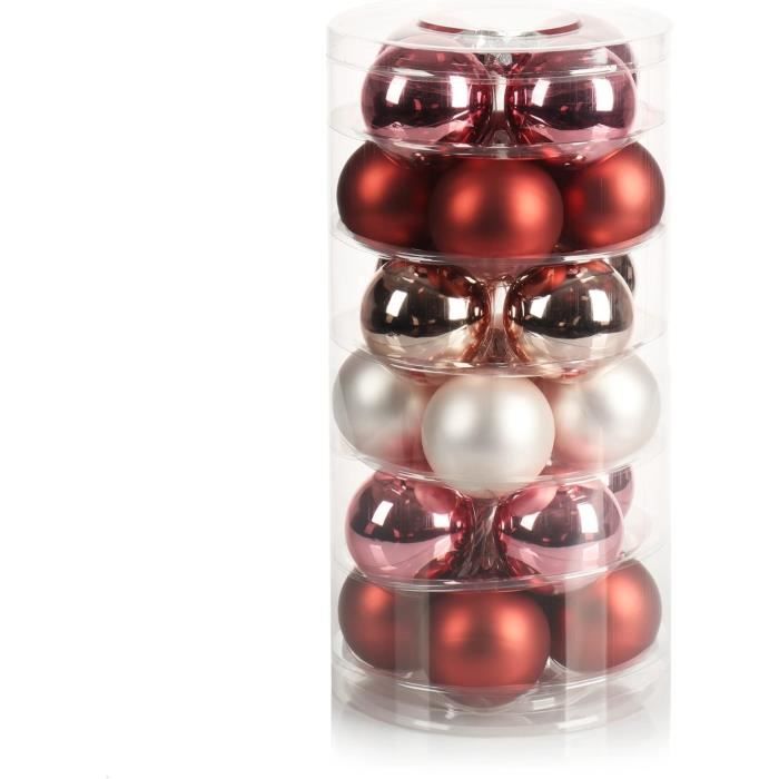 24 Boules De Noël En Verre Véritable 6 Cm - Décorations Sapin Argentées Brillantes - Lot Festif