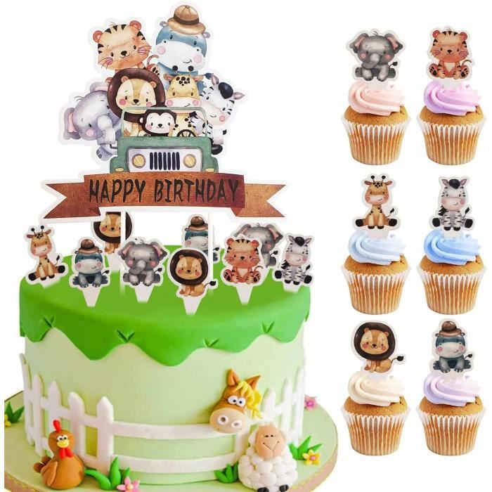 Acheter Inserts De Cartes De Gâteau Animaux De La Forêt, 1 à 7 Pièces, Bannières De Gâteau D'anniversaire, Noël, Père Noël, Inserts De Décoration De Gâteaux, Inserts De Cupcakes