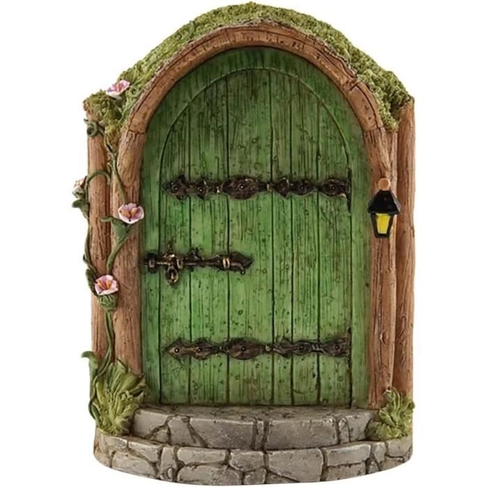 Porte De Fée Ouvrante Miniature Avec Lanterne - Décoration Jardin Féerique En Résine Phosphorescente