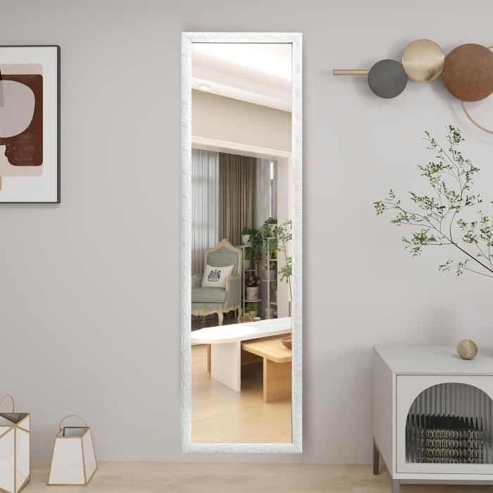 Grand Miroir Mural Baroque XXL 96x57 Cm - Cadre Or/blanc - Fabriqué En Italie