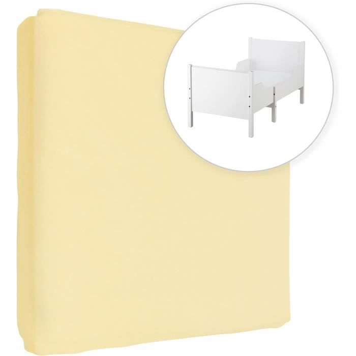 Drap-housse En Jersey Coton - Taille 90-100 X 200 Cm, Jaune - Qualité Supérieure 140 G/m², Bord Élastique, Ökotex - 9
