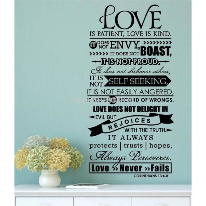 Bible Verse Amour Est Patient Type Citation Art Sticker Adhesifs Muraux Decoration Decoration Peint Amovible Chambre Autocollant 5 Cdiscount Maison