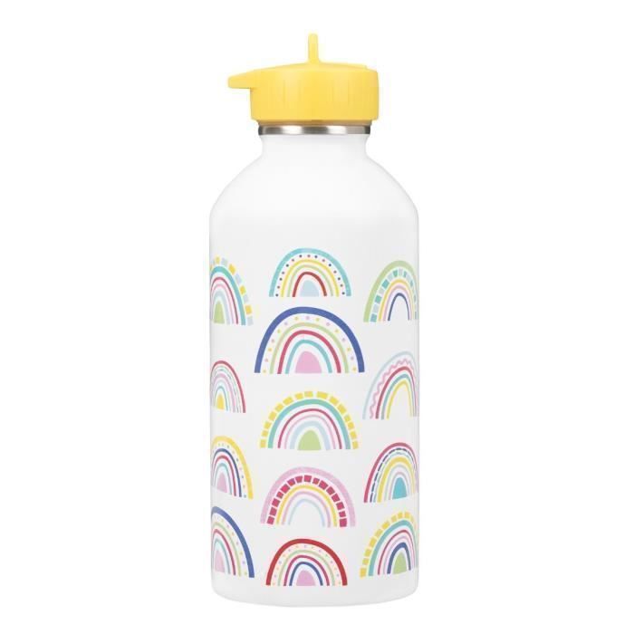 Gourde enfant Acier inoxydable - Facile à nettoyer - Gourde réutilisable - Contenance 300ml - 17 cm x 65 cm - Arc-en-ciel