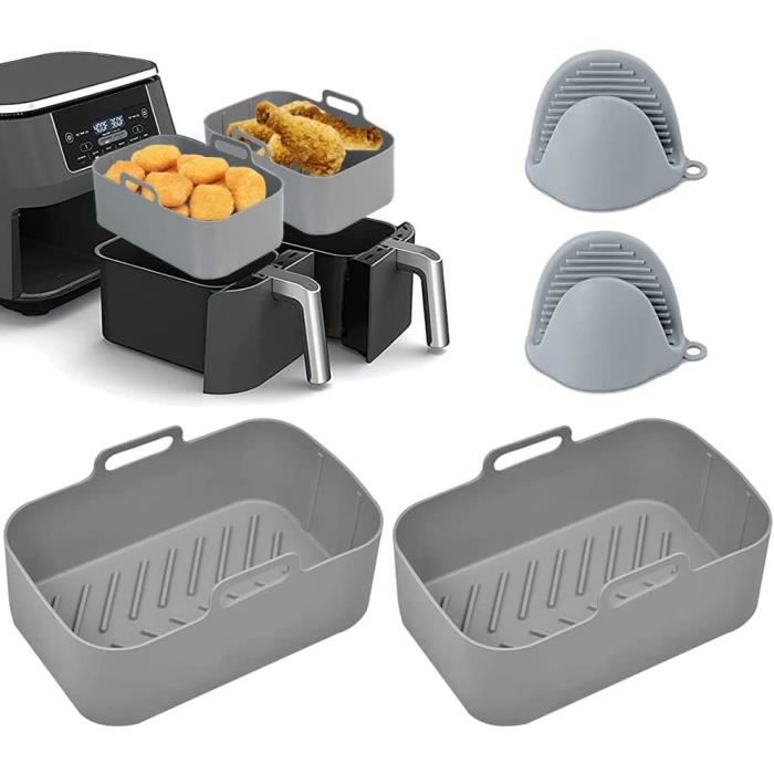 Pot en Silicone pour Ninja Friteuse À Air Double 2PCS Doublures de Friteuse à Air Réutilisables Silicone Air Fryer Basket A[88]