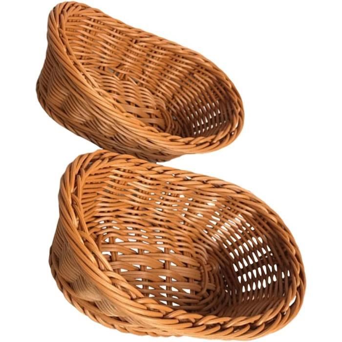 Corbeille à Pain En Poly Rotin – Tissée Main, Grande Taille, Marron | Rangement Cuisine, Fruits, Légumes, Snacks, Réutilisable - 5