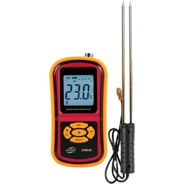 Testeur Humidité Grains SMART SENSOR AR991 | 14 Types Céréales | Sonde Acier | écran LCD Rétroéclairé