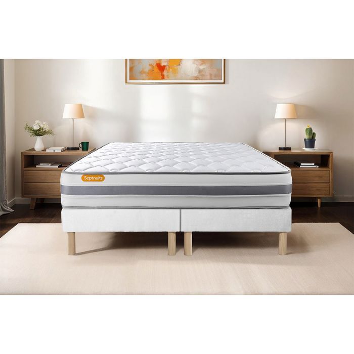 Matelas 160x200 Double Sommiers 80x200 Memo Spring Ressorts Ensaches 3 Zones De Confort Maxi Epaisseur 160 X 200 Cm Blanc Achat Vente Ensemble Literie Cdiscount
