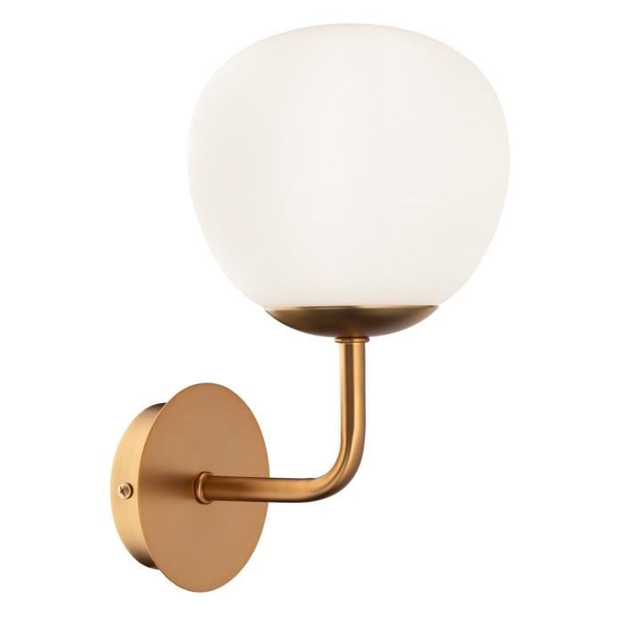 Applique Murale Maytoni1 Lampe Moderne Art Deco En Metal Couleur Or Plafonnier En Verre Blanc 1x E14 Excl 40w 220v Cdiscount Maison