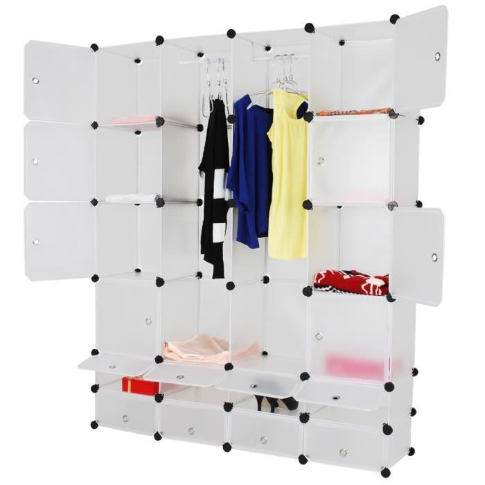 Penderie en Plastique Armoire Meuble de Rangement Couleur Blanc
