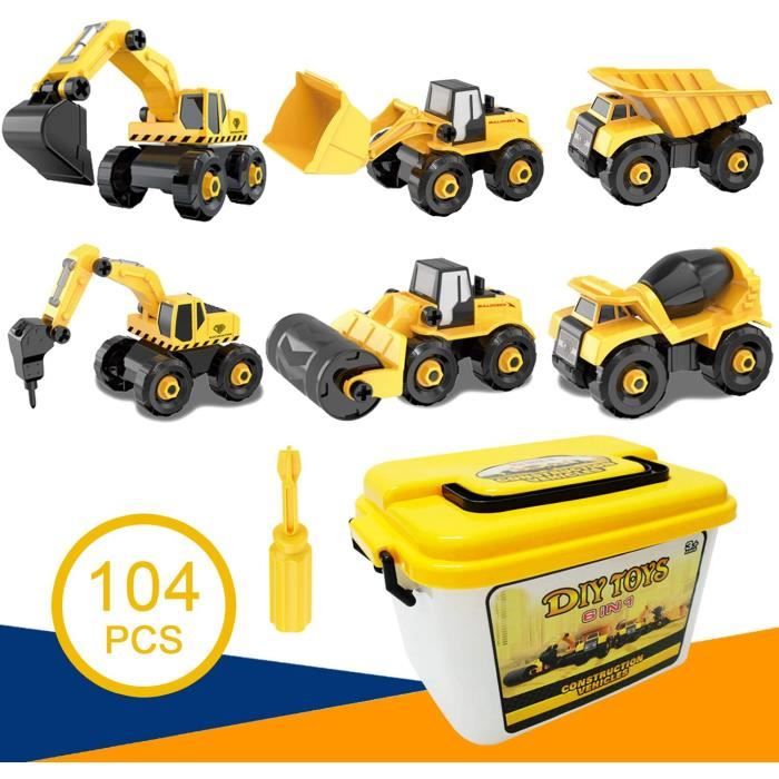assemblage vehicules de chantier kit diy demontage camion jouet voiture jeu educatif pour enfants garcons filles cadeau de noel 3 4 cdiscount jeux jouets