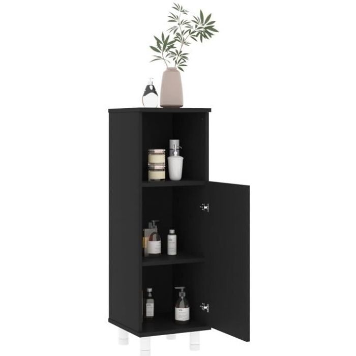 Meuble de salle de bain Armoire de salle de bain Colonne salle de bain - Noir 30x30x95 cm Aggloméré Luxueux #75772