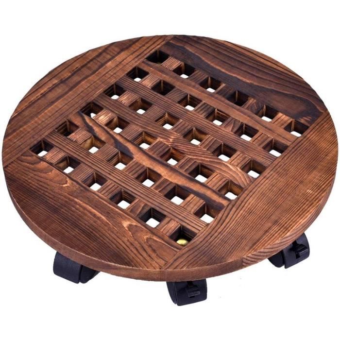 mvi pot de fleur en bois caddy en pot a roulettes etagere a plantes a roulettes rond pot de fleur support interieur et exterieur po cdiscount jardin