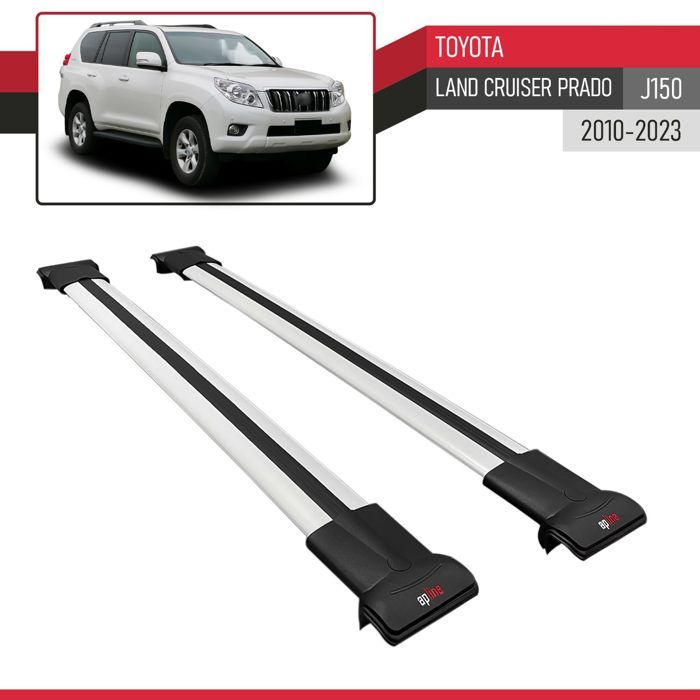 Barres De Toit SRQORT Pour Toyota Land Cruiser Prado 150 (2018-2021) - Galerie Porte-Bagages Argent