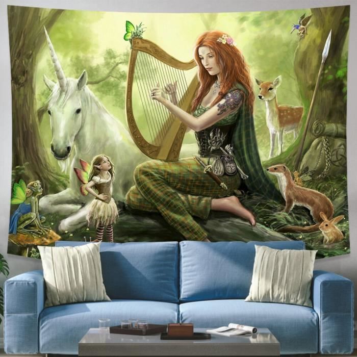 Tapisserie Mandala étoile Tie-dye Psychédélique - 54 X 78 Pouces (137x198cm), Coton, Inde