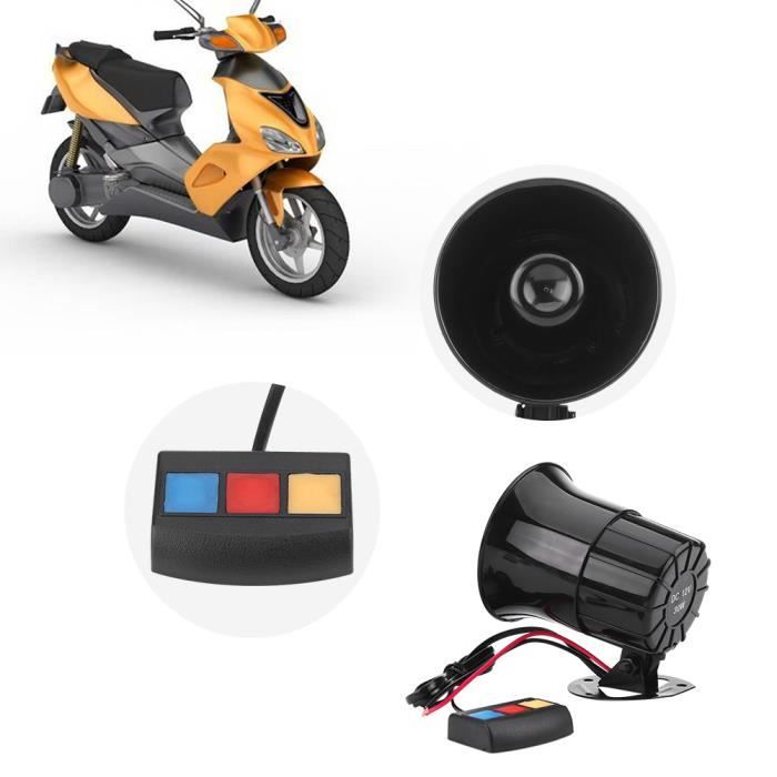 Klaxon de moto 12V 30W voiture moto alarme avertissement sirène klaxon 3 son haut-parleur fort