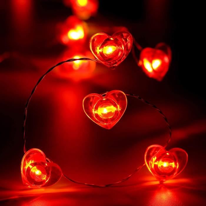 Amosfun 20pcs Coeur Broches Lumineuses Broche Clignotante LED Rouge Decoration Coeur Amour pour Saint Valentin 