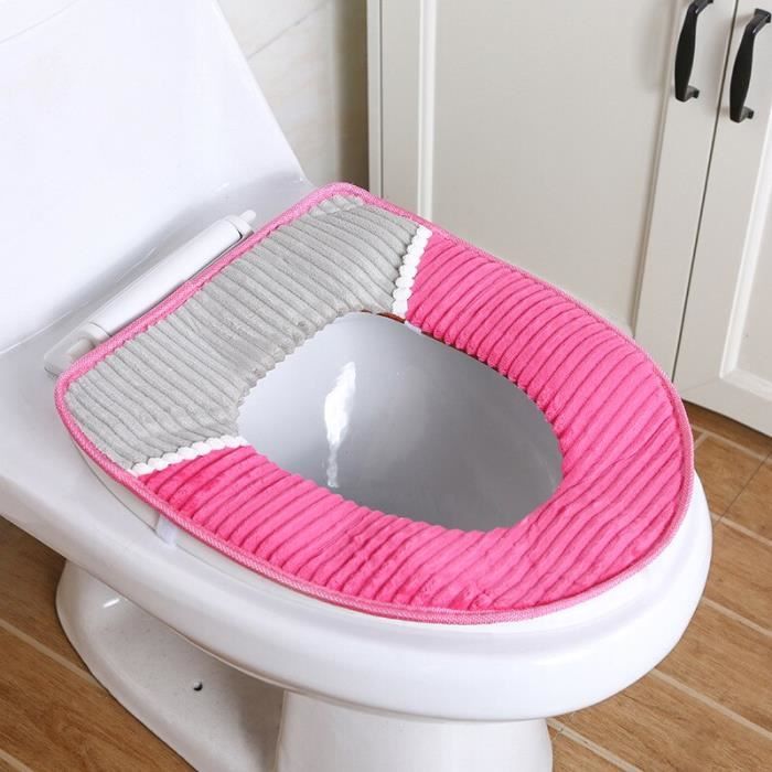 Abattant Wc,1PC hiver épais doux siège de toilette couvre tapis lavable  tapis de toilette couverture WC Closestool Type Rose red