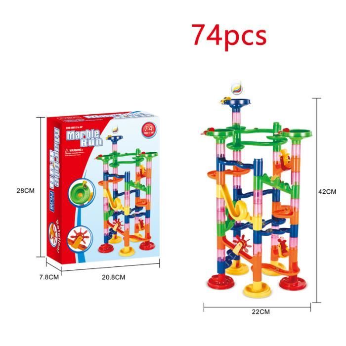 74pcs-Jeu de Construction-3D Pipe DIY Puzzle Assemblage Maze Track Ball Enfants Building Block Jouets