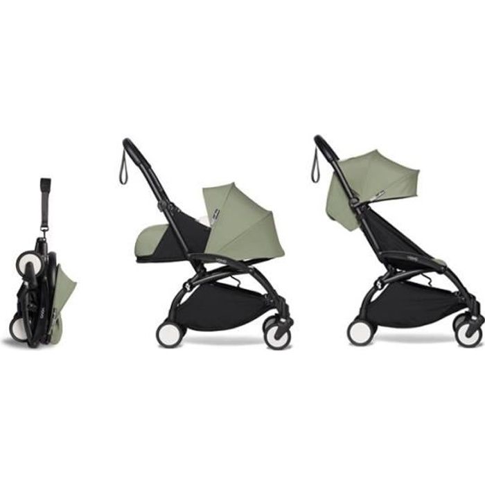 Poussette canne BABYZEN YOYO Olive Cadre Noir Reversible 4 roues 0 a 22 kg Cdiscount Puericulture Eveil bebe