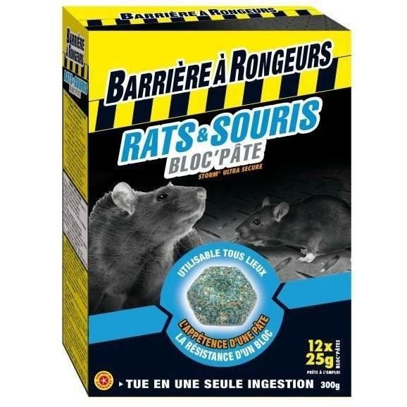 BARRIERE A INSECTES Bloc pâte appât Rats et Souris - 300 g