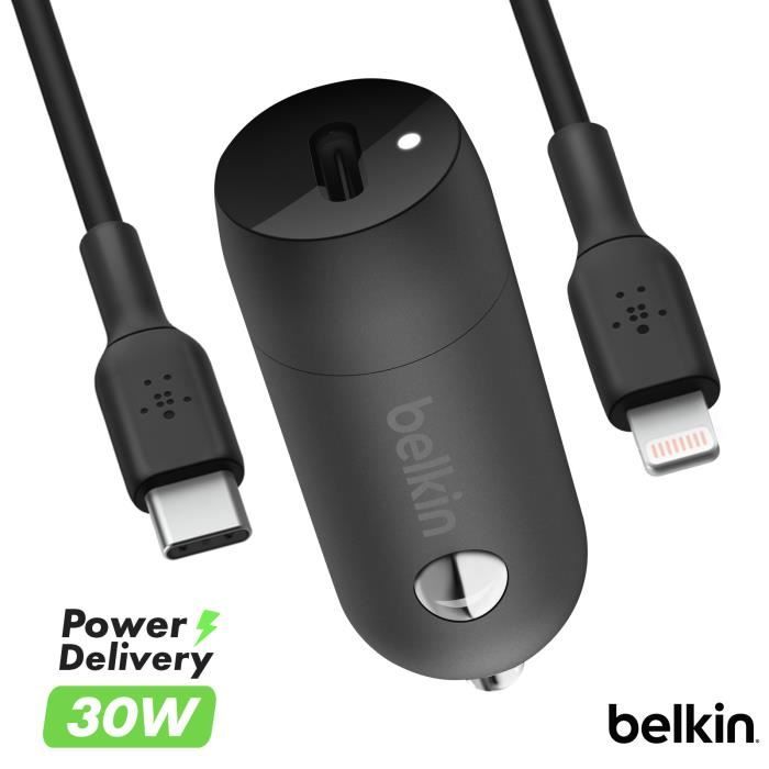 Belkin - Chargeur Premium Allume-cigare USB Universel, 12W/2.4A Pour Smartphone Et Tablette - Gris Métallique (Compatible IPhone 8/8+ Et IPhone X