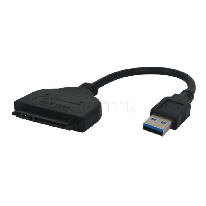 Câble Adaptateur USB 3.0 Vers SATA 22 Broches - Pour Disque Dur/SSD 2,5" - Vitesse 5 Gbps, 10 Cm - 7