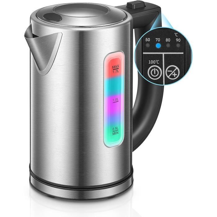 SIMÉO Bouilloire Compacte à Température Réglable BVI160 0,5L - 600-700W, Double Paroi Inox et Plastique - Écran LCD, Sécurité Arrêt Automatique - Noir & Blanc