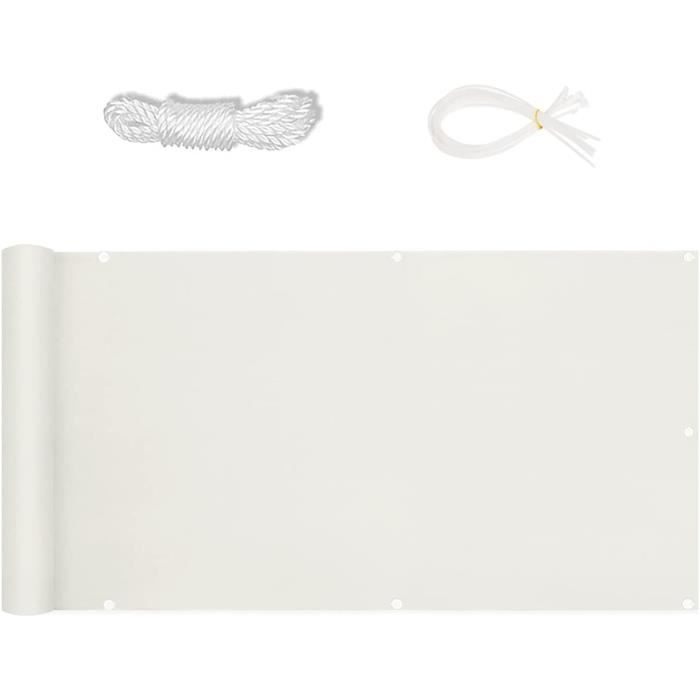 Brise-Vue Balcon HIGSOSE 120x400 Cm Blanc PEHD Respirant Résistant UV