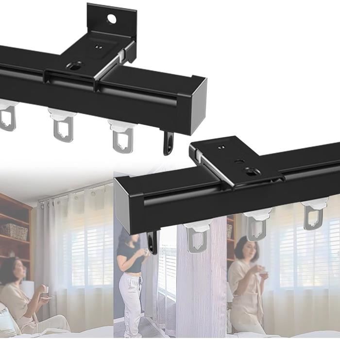Rail Rideau Double Plafond Aluminium - Personnalisable 1 à 5m, Silencieux, Robuste - Idéal Séparation Salle De Bain, Salon, Chambre