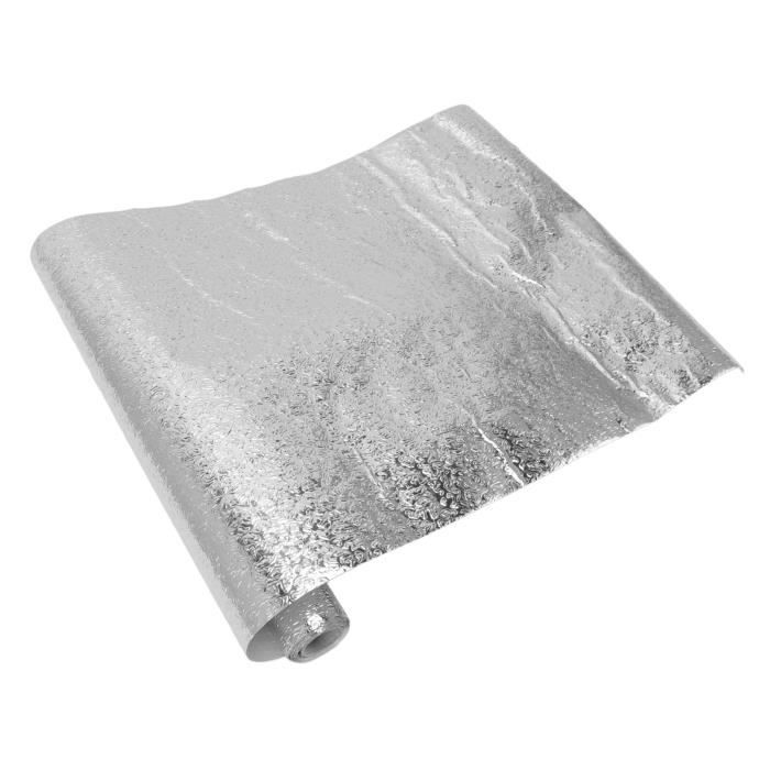 Film Auto-Adhésif Aluminium Cuisine 40x300 Cm – Anti-Huile & Résistant Chaleur – Motif Rhombes Argenté – Protection Comptoir, Cuisinière, Évier