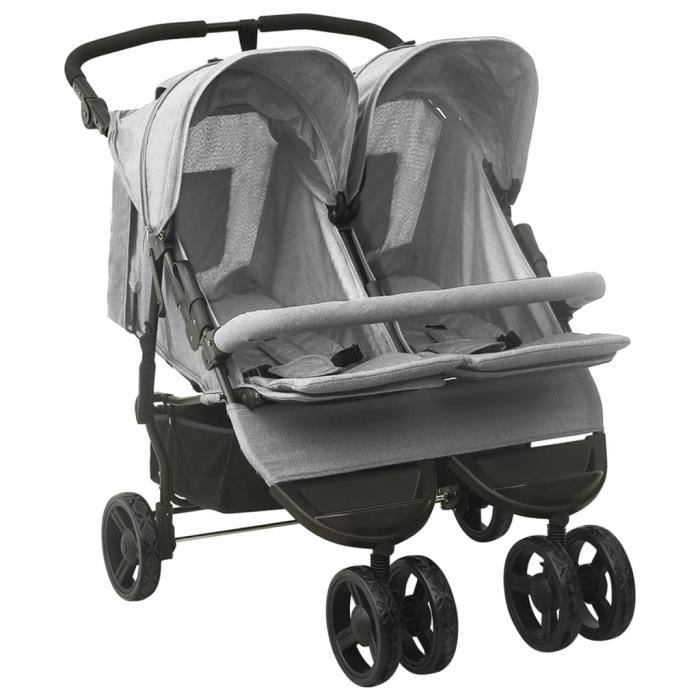 Poussette a deux places Gris clair Acier DIO7380738303868 Cdiscount Puericulture Eveil bebe