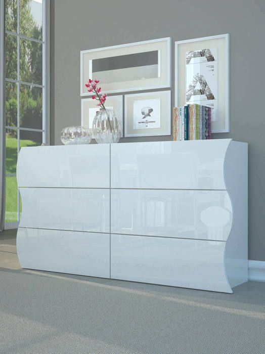 Commode Tyler 1551 x 40 x 815 cm blanc brillant
