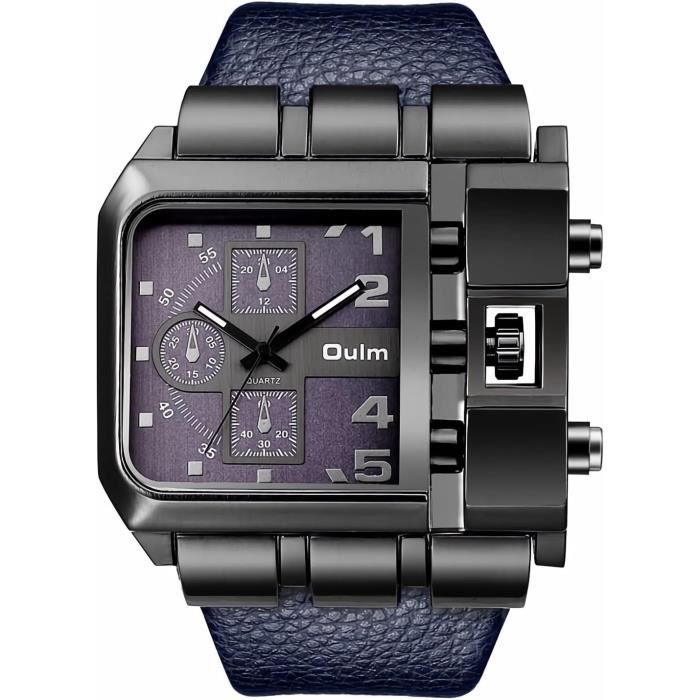 Montre Homme Yazole - Quartz Japonais - Bracelet Cuir Noir - Étanche - NEUF