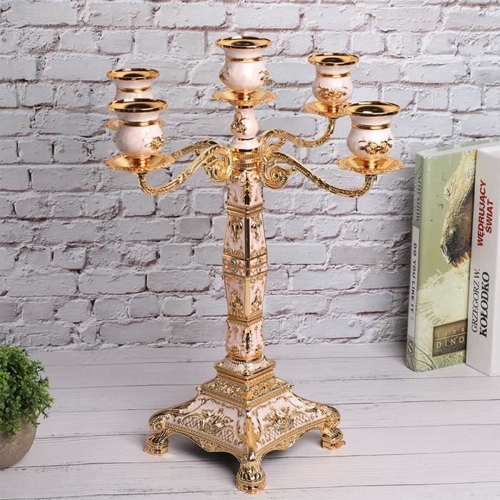 Bougeoir Chandelier À 3 Branches, Candélabre À 3 Bras Blanches Vintage