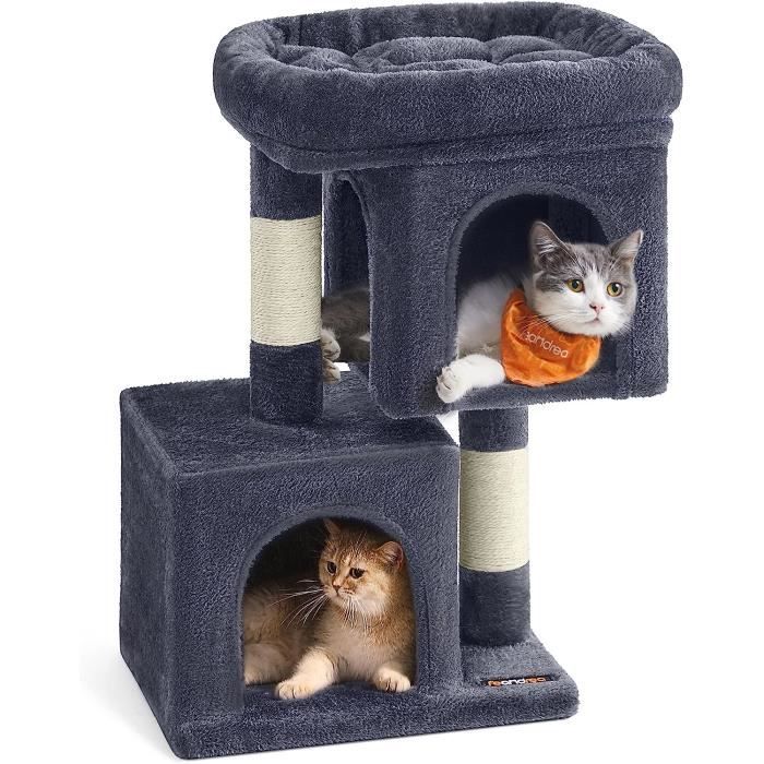Comparer les prix de Feandrea Arbre à Chat, Tour de Jeux 67 cm, S, Maison pour Chatons Jusqu’à 3 kg, Grande Plate-Forme, 2 Niches, Griffoir, Gris Foncé