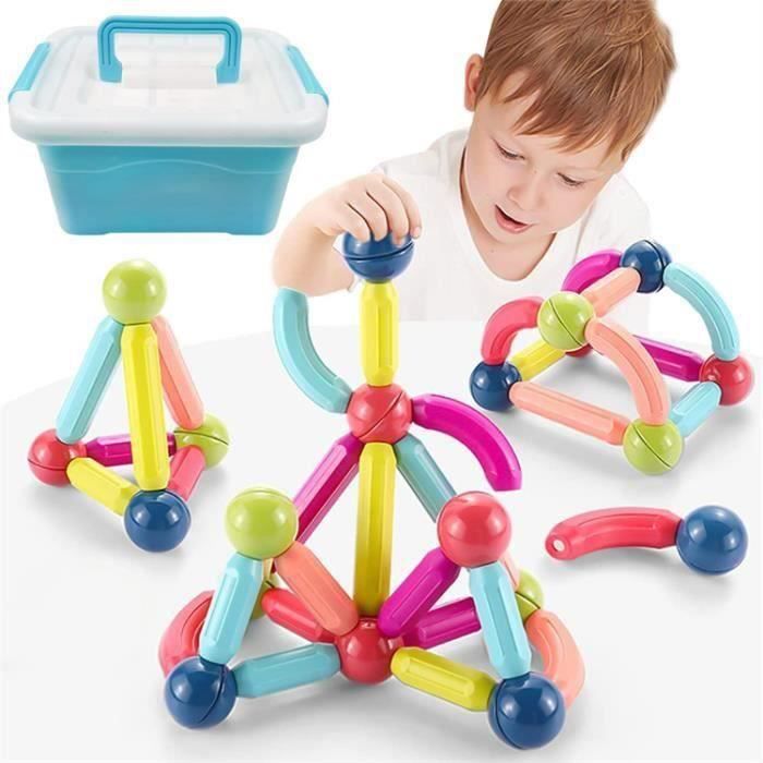 70 Blocs Magnétiques Yolla Loos – Ensemble Montessori 3D, Aimants Puissants, Plastique ABS, Boîte De Rangement, Cadeau Enfant 3-7 Ans