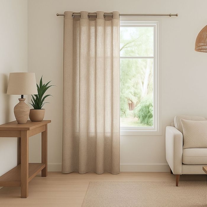 Homemaison - Voilage l&eacute;ger &agrave; l'aspect lin Sable 140 x 240 cm - Sable