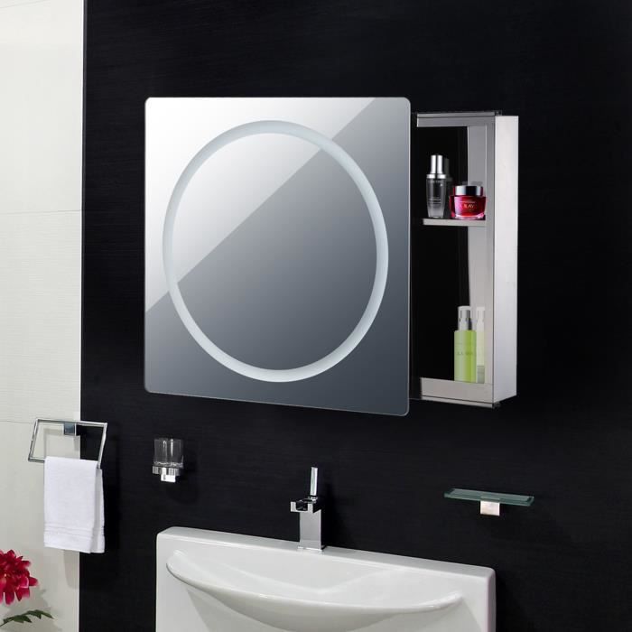 Miroir Lumineux Led Armoire Murale Design De Salle De Bain 2 En 1