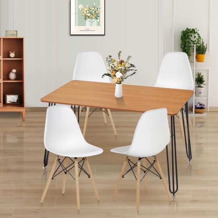 Ensemble Table Et 2 Chaises FURNITABLE - Bois Massif 75x75cm - Blanc - Pour Cuisine/Petits Espaces