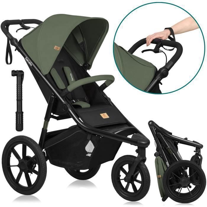 Poussette polyvalente LIONELO Azura Poussette sportive poussette tout terrain 22 kg max Roues gonflables 3 roues Vert Cdiscount Puericulture Eveil bebe