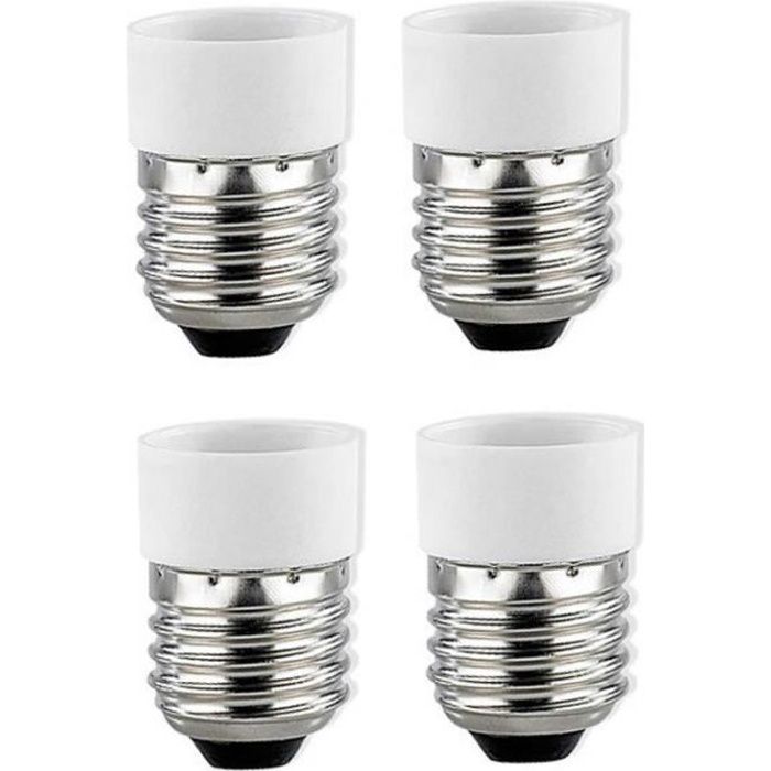 Adaptateurs Culot Ampoule E14 Vers E27 - Lot De 4 - Charge Max 60W - Compact - Conforme CE - Pour LED - 7
