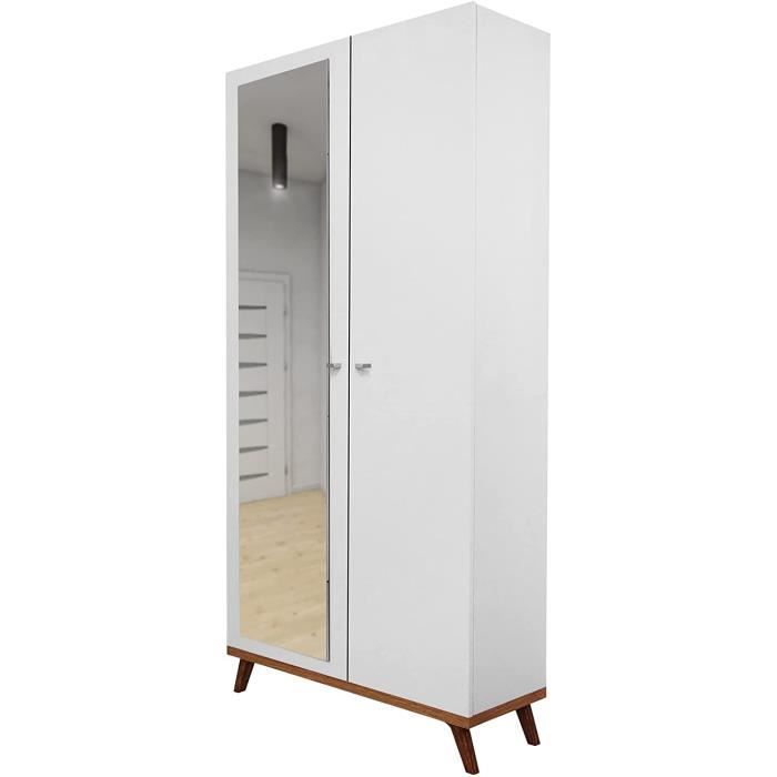 Armoire à portes battantes Felice 5 AF blanc avec miroir