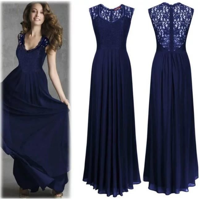Robe bleu longue femme clearance